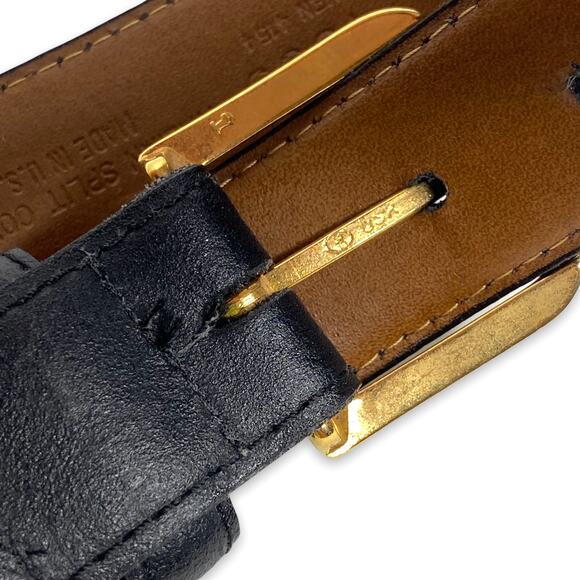 Men's Black Italian Spilt Cowhide Belt USA 44/110 - Picture 3 of 4